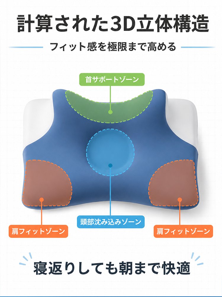 【首の痛みに悩む人におすすめです】接触冷感低反発首肩フィット枕