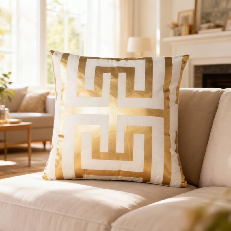 輕奢華熱金抱枕沙發裝飾墊短毛絨臥室靠墊