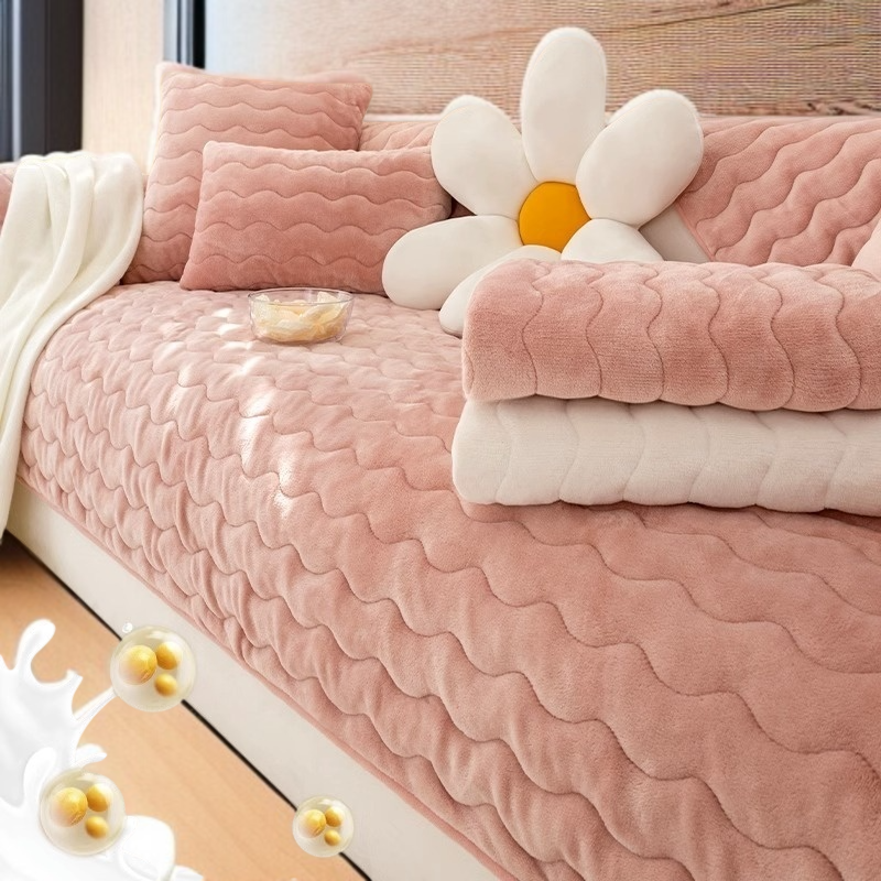 겨울 소파 커버 미끄럼 방지 두꺼운 보풀 대두 섬유 소파 커버 커버