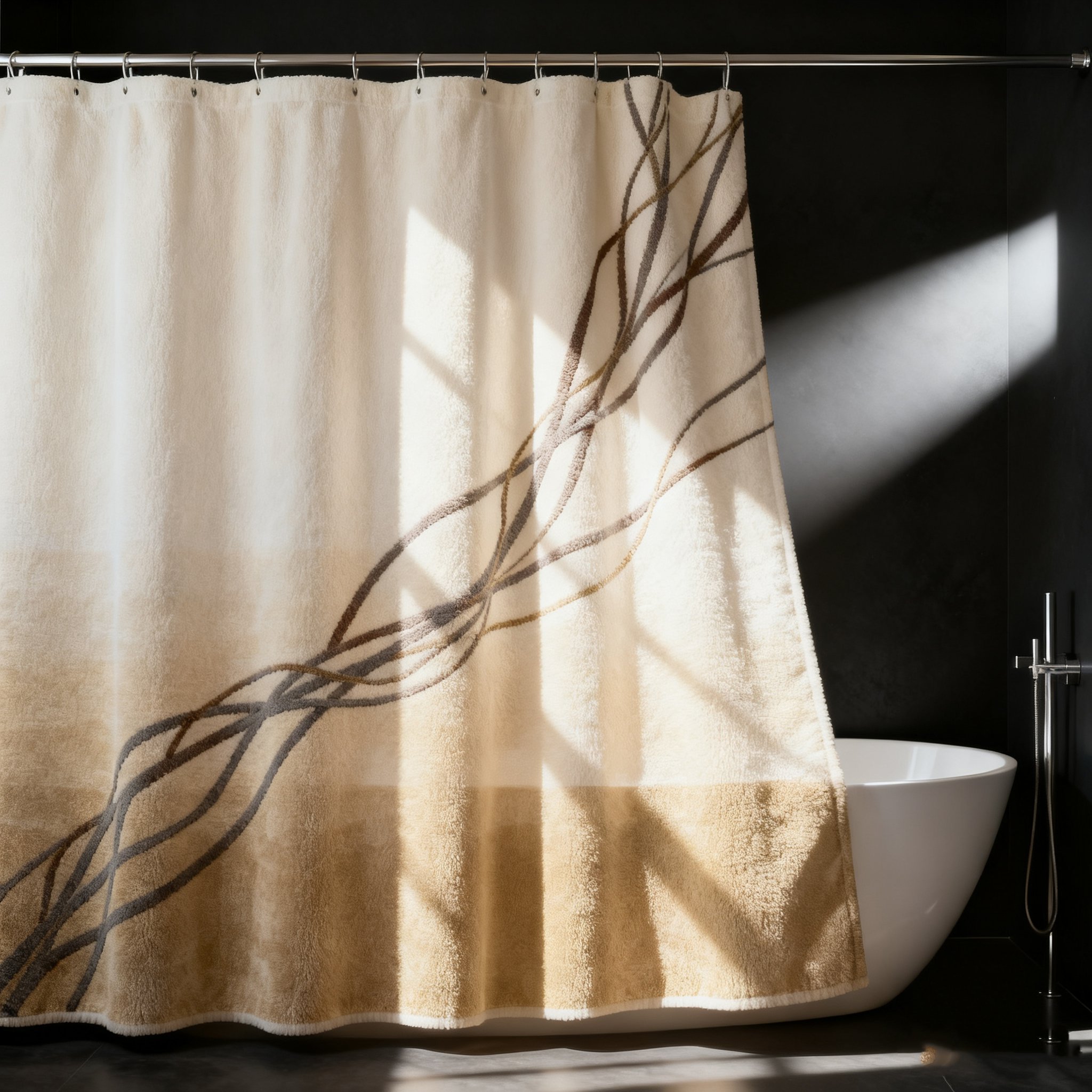 レトロ風バスルームカーテン（9枚セット）