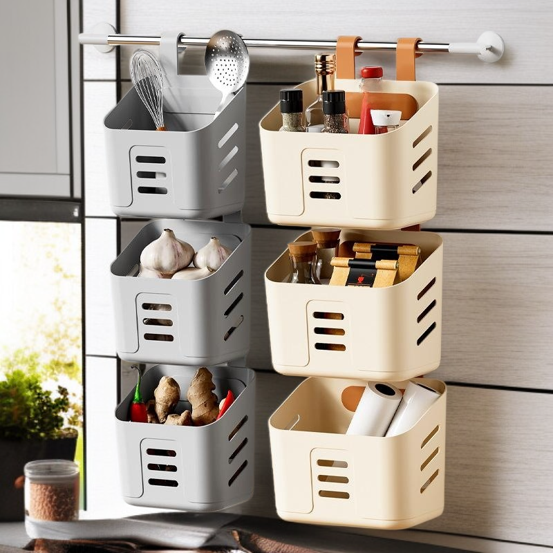 Függesztett műanyag tárolókosár konyhába