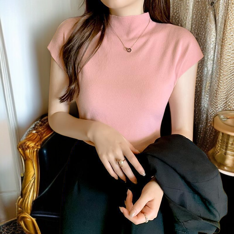 봄여름 여성 민소매 니트 레깅스 나시 반팔 슬림 이너 반목 니트 레깅스