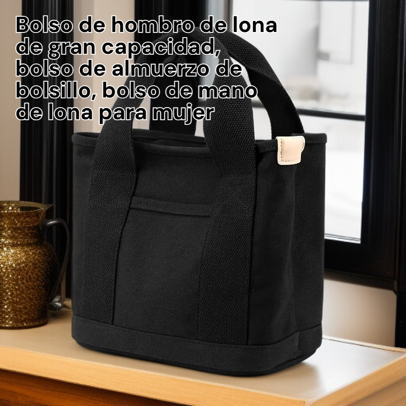 Bolsa de almuerzo de lona multifuncional, bolso de hombro para oficina, bolso tote elegante