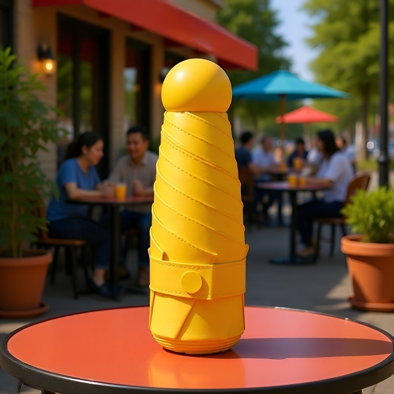 Compact foldable capsule umbrella suitable for both sunny and rainy days.