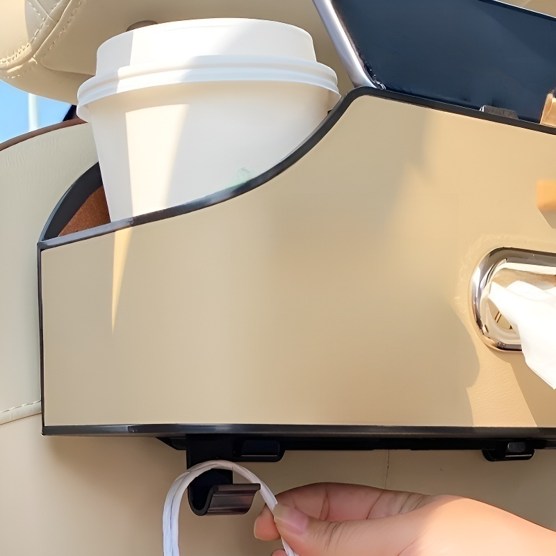 Caja de pañuelos y portavasos para respaldo de asiento de coche