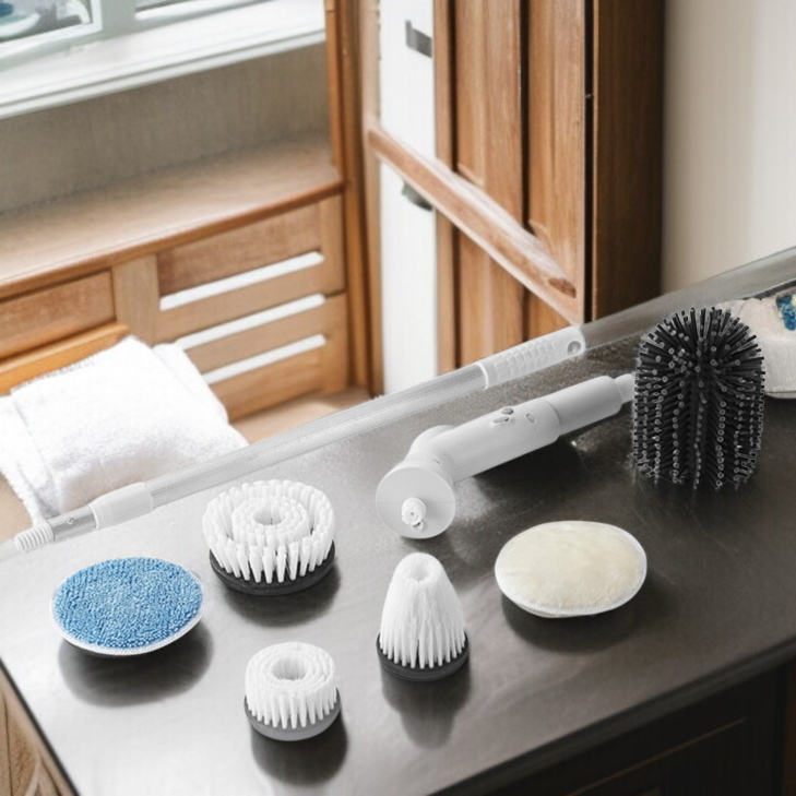 コードレス電動ロングハンドルクリーニングブラシ 自動引き込み式多機能フロアクリーニングバスルームクリーニングブラシ