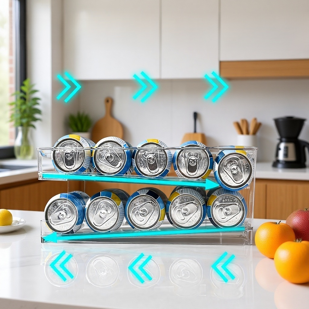 Estante de almacenamiento de latas de aluminio