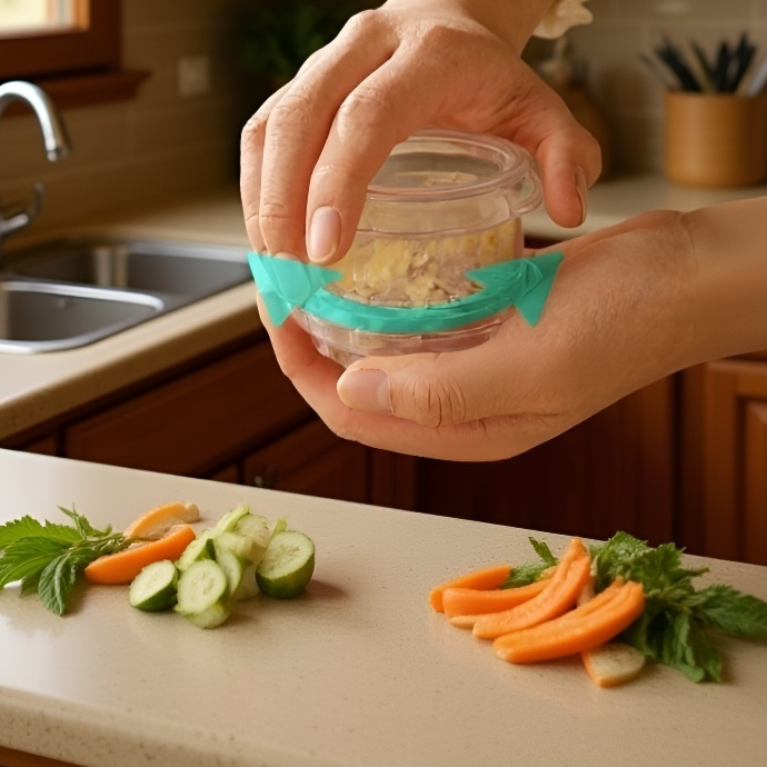 自帶接盤旋轉捻蒜器