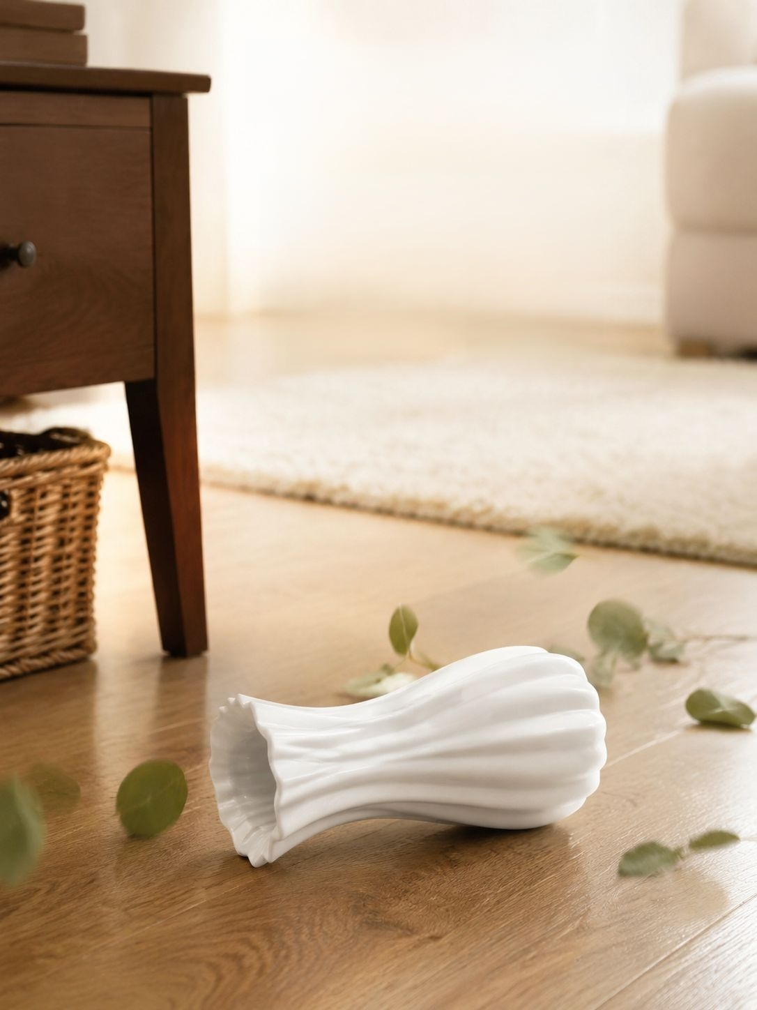 Vase sur pied en plastique style français avec fleurs artificielles rétro pour décoration intérieure