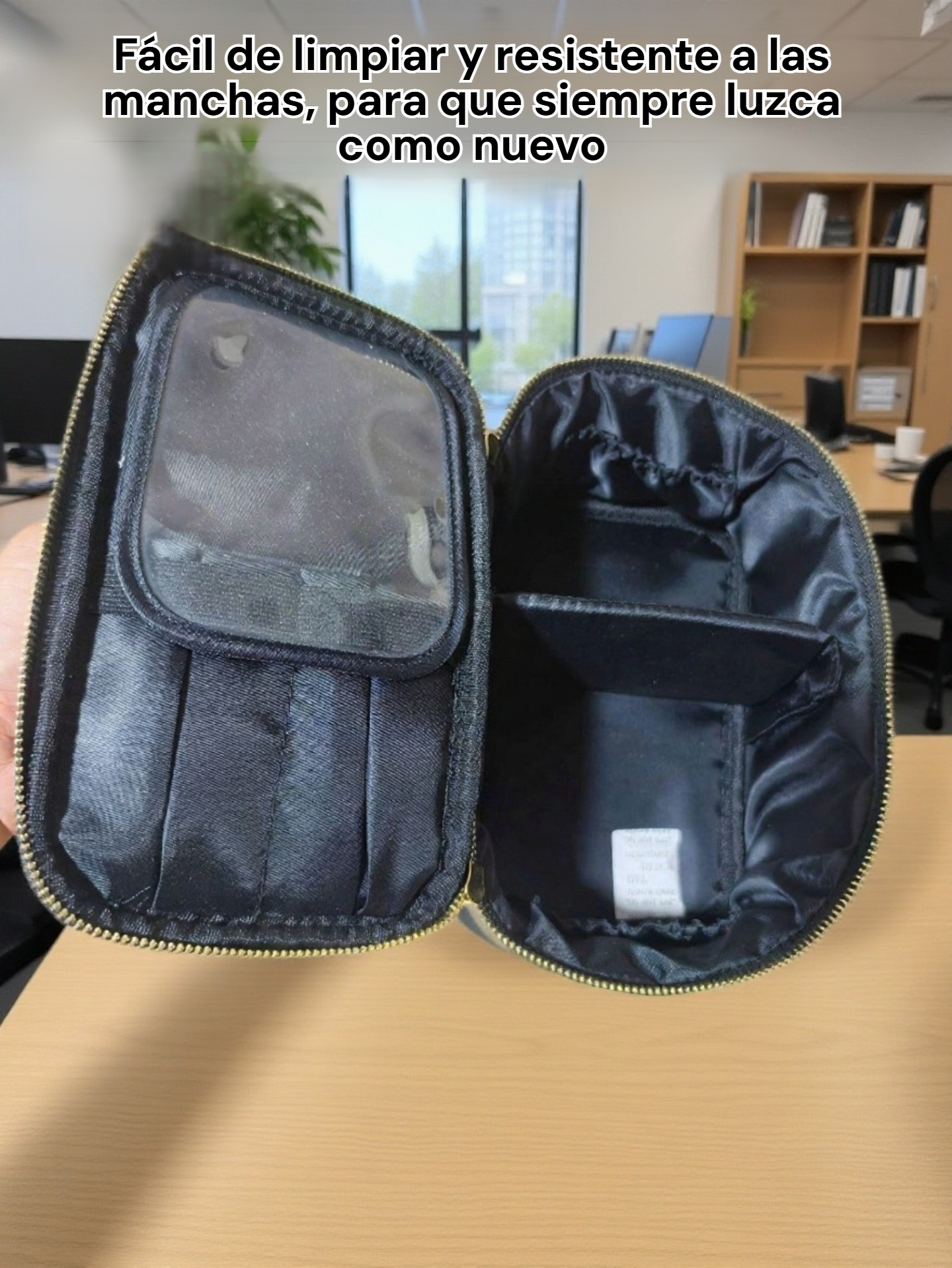 Travel makeup bag for women with zipper closure