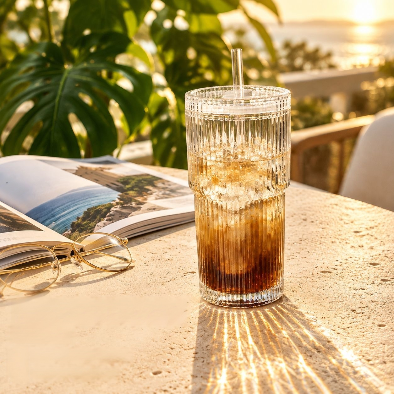 Minimalist Vertical Stripe Glass Cup