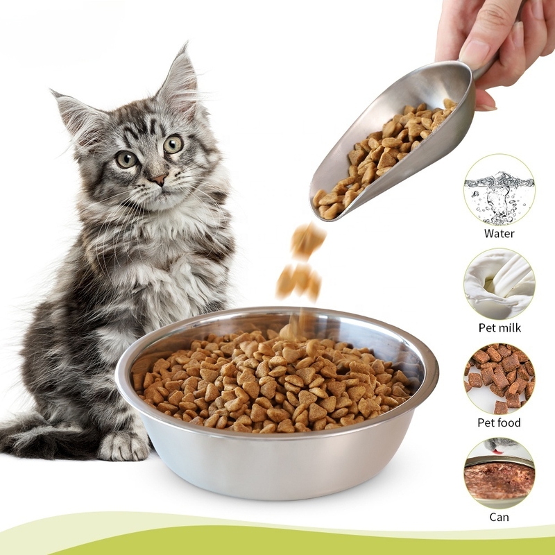 실버 스테인리스 강아지 사료 그릇