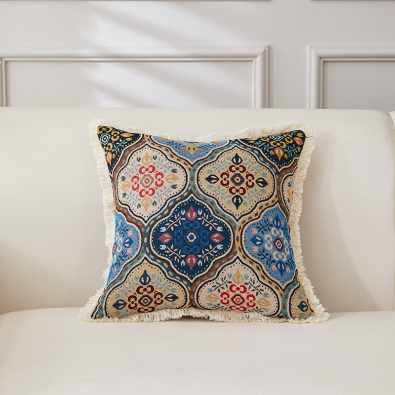 Coussin décoratif rétro en coton et lin