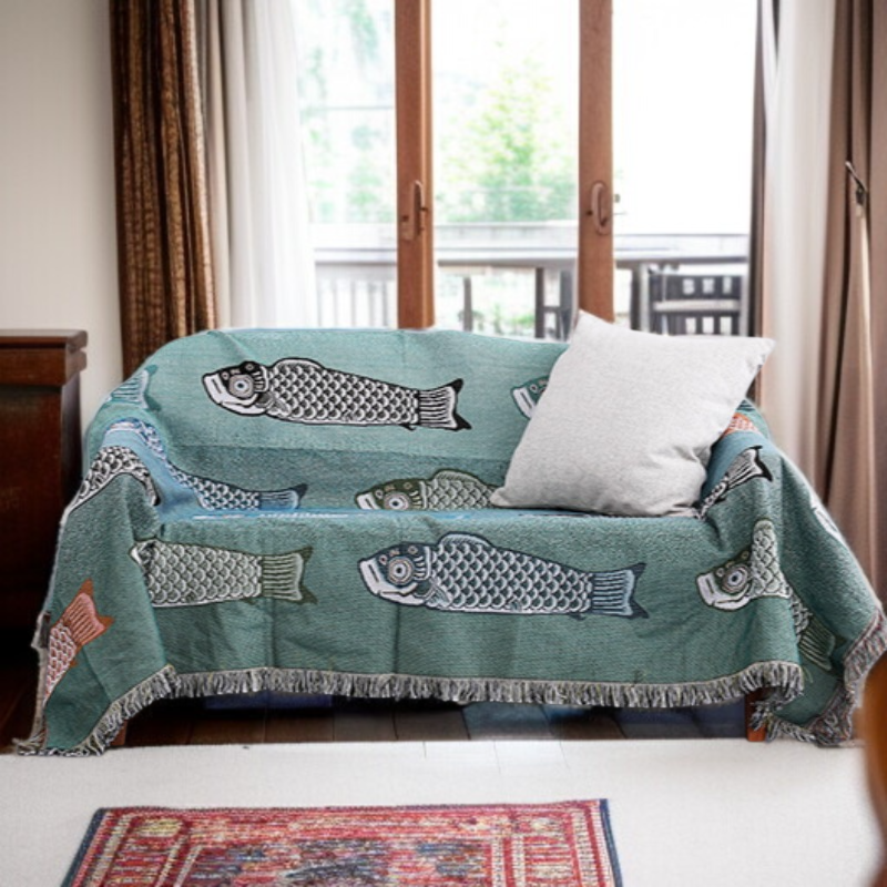 소파타올 비단잉어 풀커버 카펫 방진 장식 소파카펫 패턴 식탁보 소파타올 소파카펫 비단잉어 카펫