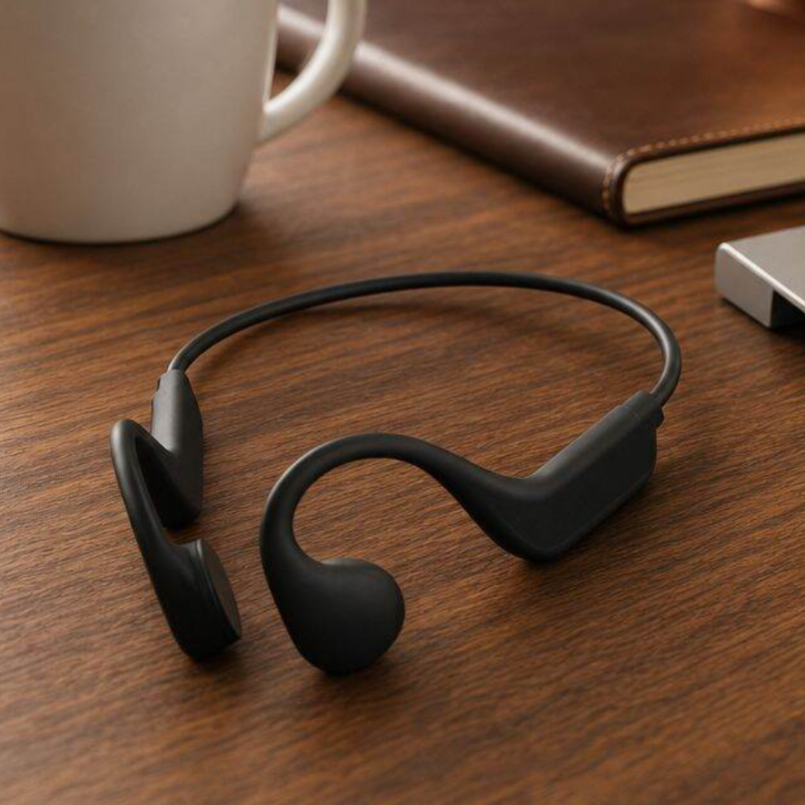 Auriculares inalámbricos de conducción ósea, diseño abierto, sensor dual