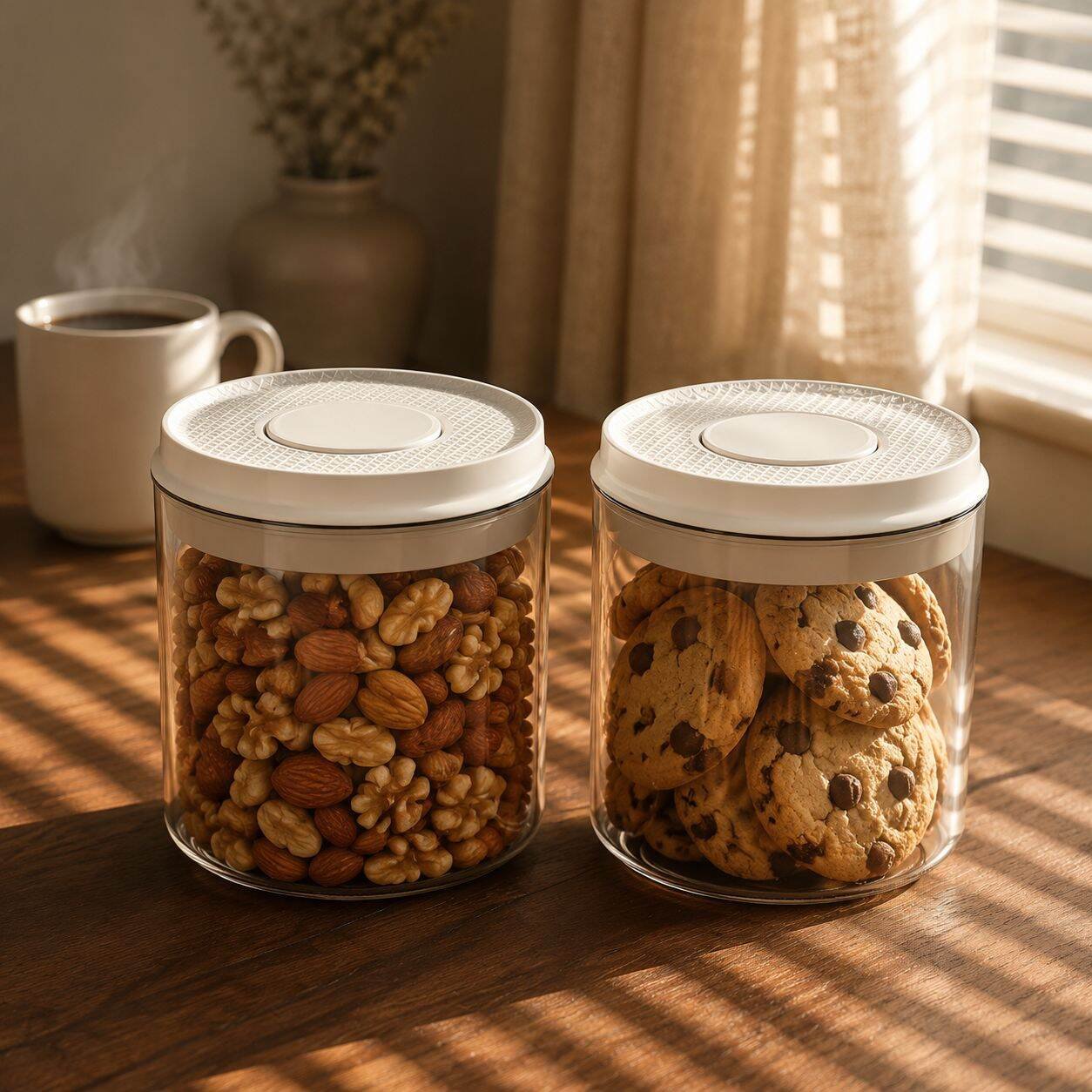 Grain Storage Container Airtight Press-Type Transparent Kitchen Box