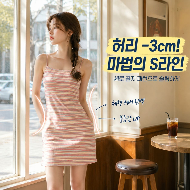 레인보우 여아 끈 나시 원피스