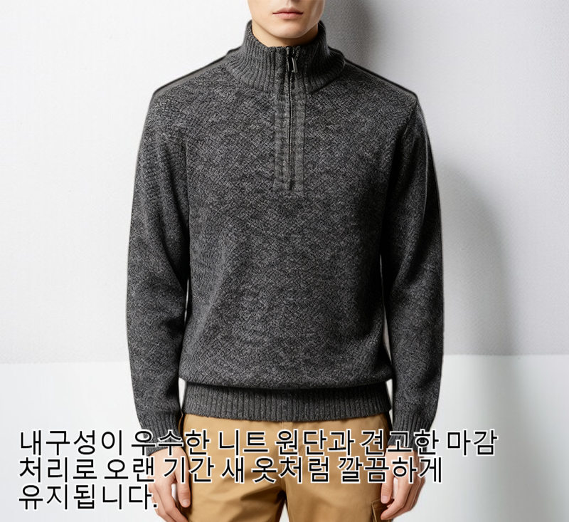 가을 겨울용 따뜻한 남성 니트 스웨터 착용 모습