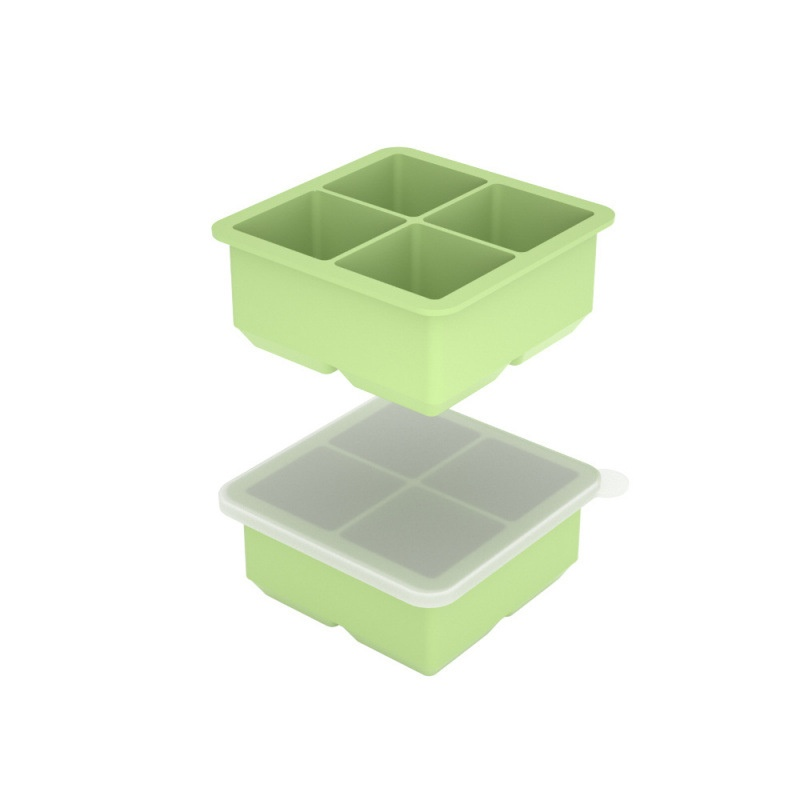 Household 4-Grid Ice Cube Tray with Lid