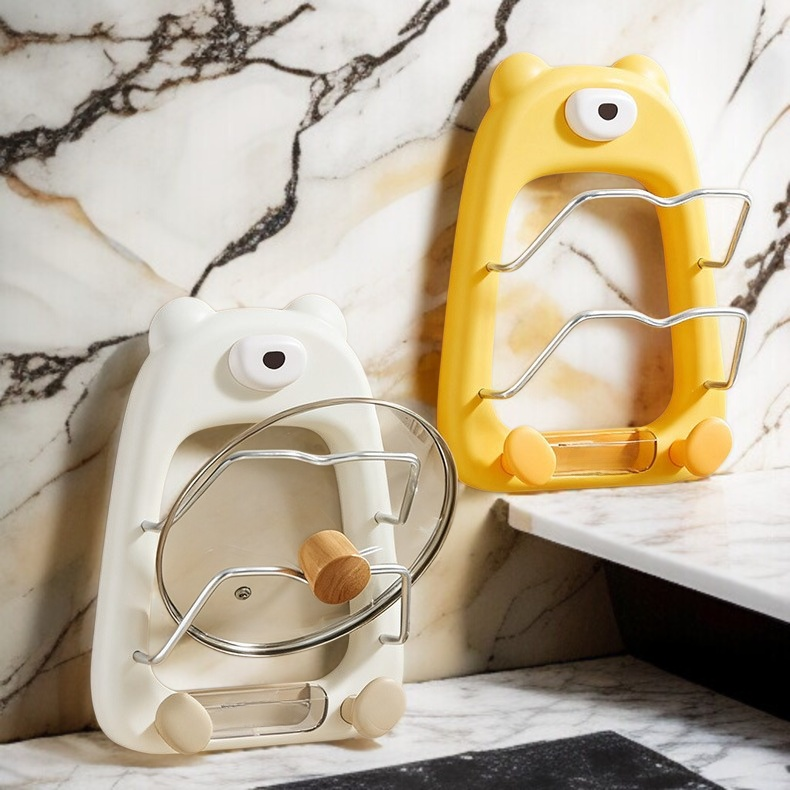 廚房吸盤式壁掛鍋蓋架