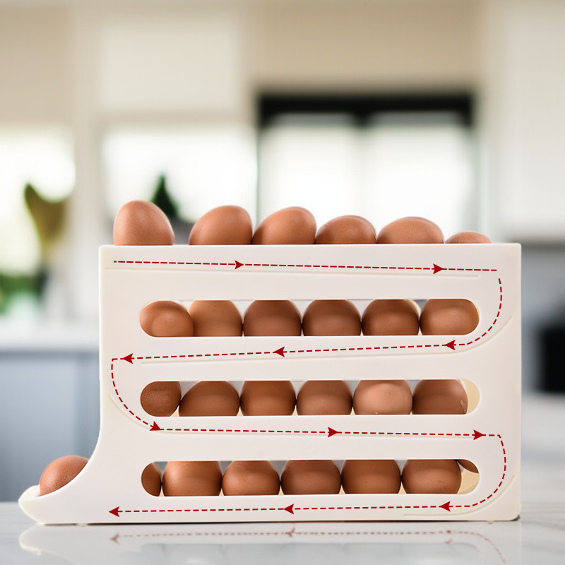 Kitchen Egg Organizer Roller Egg Rack Storage Box