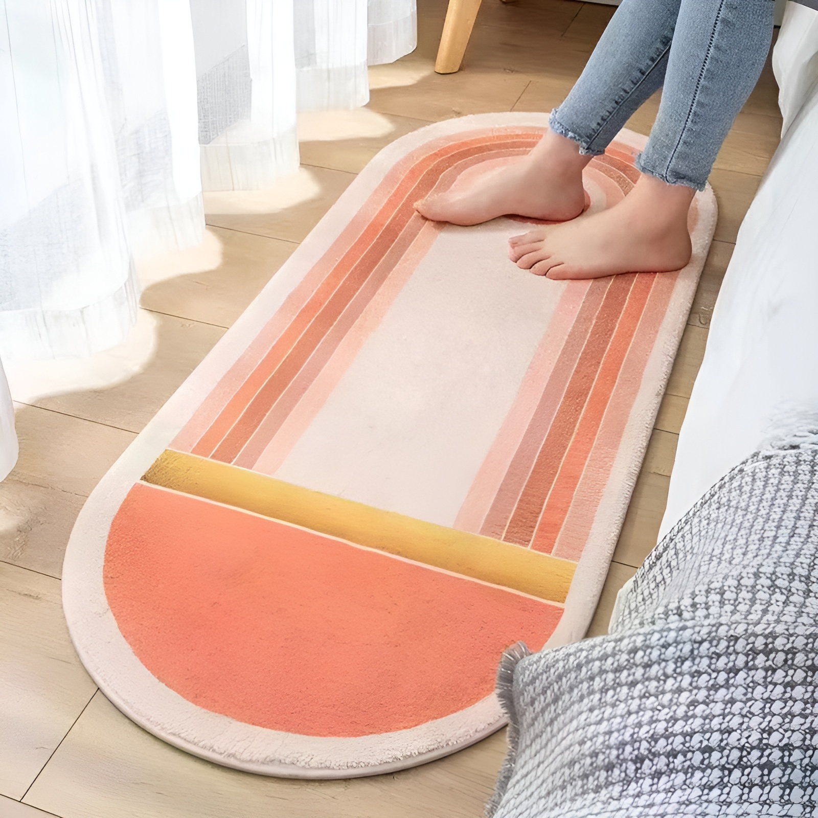 羊絨床邊臥室防滑腳墊