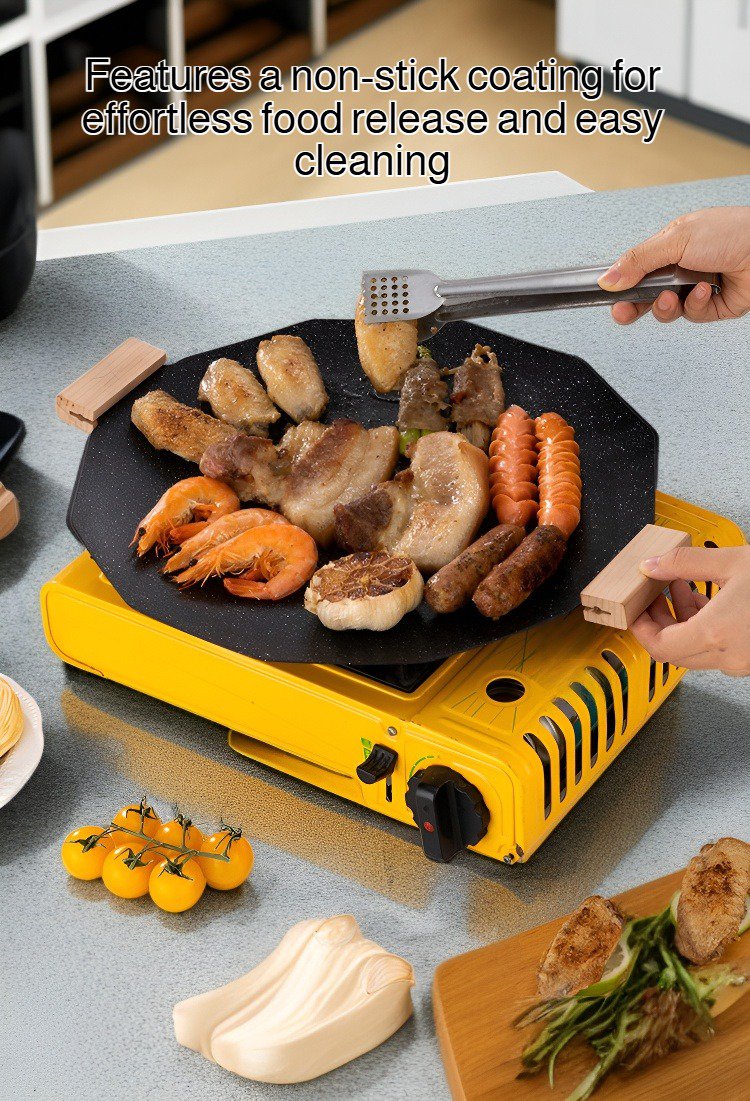 Portable polygonal non-stick baking pan on kitchen counter