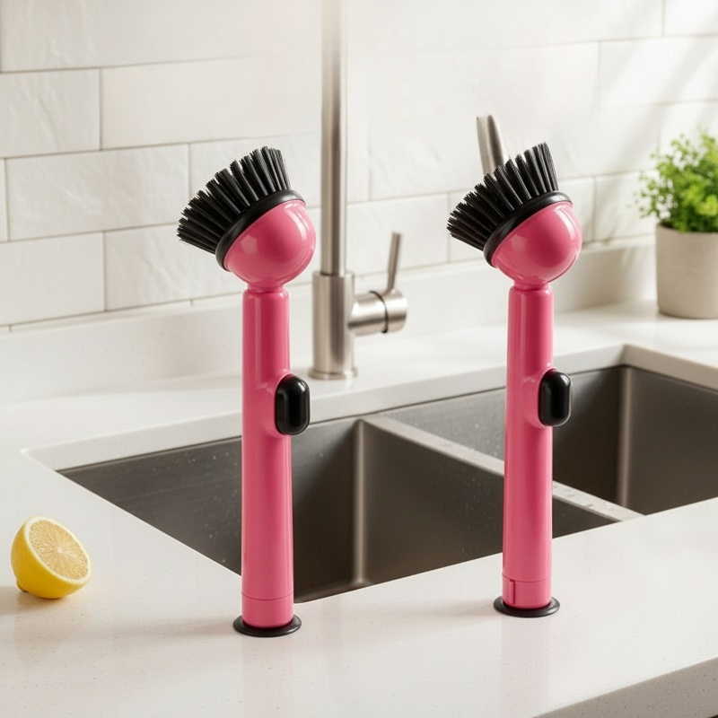 긴 손잡이 청소 브러쉬 액체 펌핑 패드 그릇 브러쉬 도파민 무해 청소 브러쉬