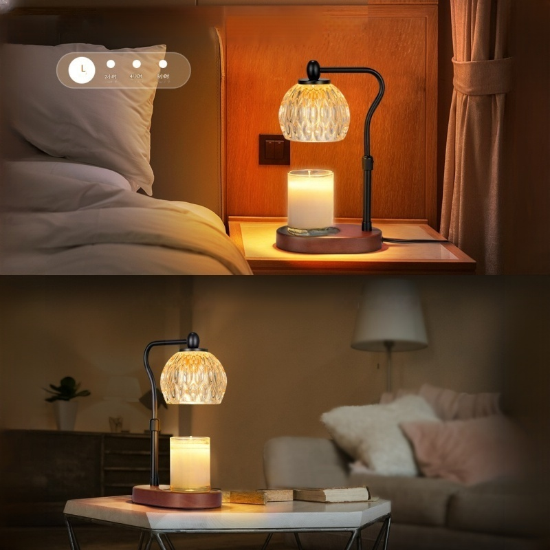 Adjustable Aroma Wax Melting Glass Table Lamp Bedroom Bedside Timer Light