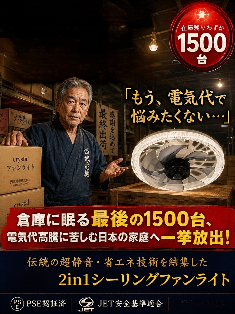 【静音・風量調節可能】2in1シーリングファンライト