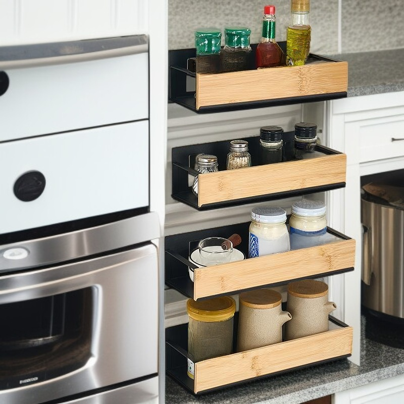 자석식 주방 냉장고 옆면 선반 무타공 조미료 수납 선반