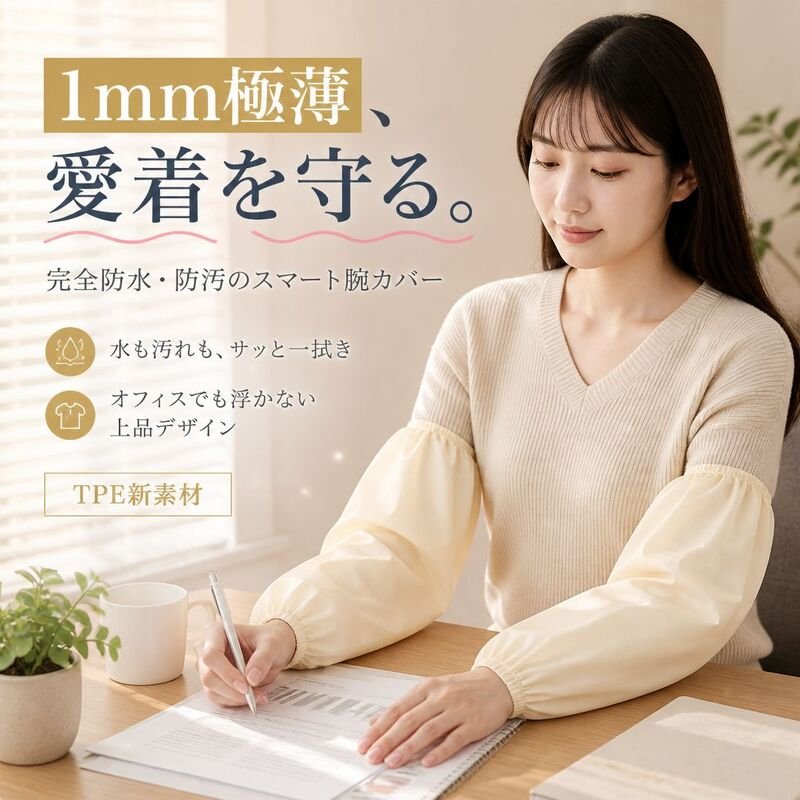 携帯型TPE防水アームカバー、個包装、家庭用・キッチン必須