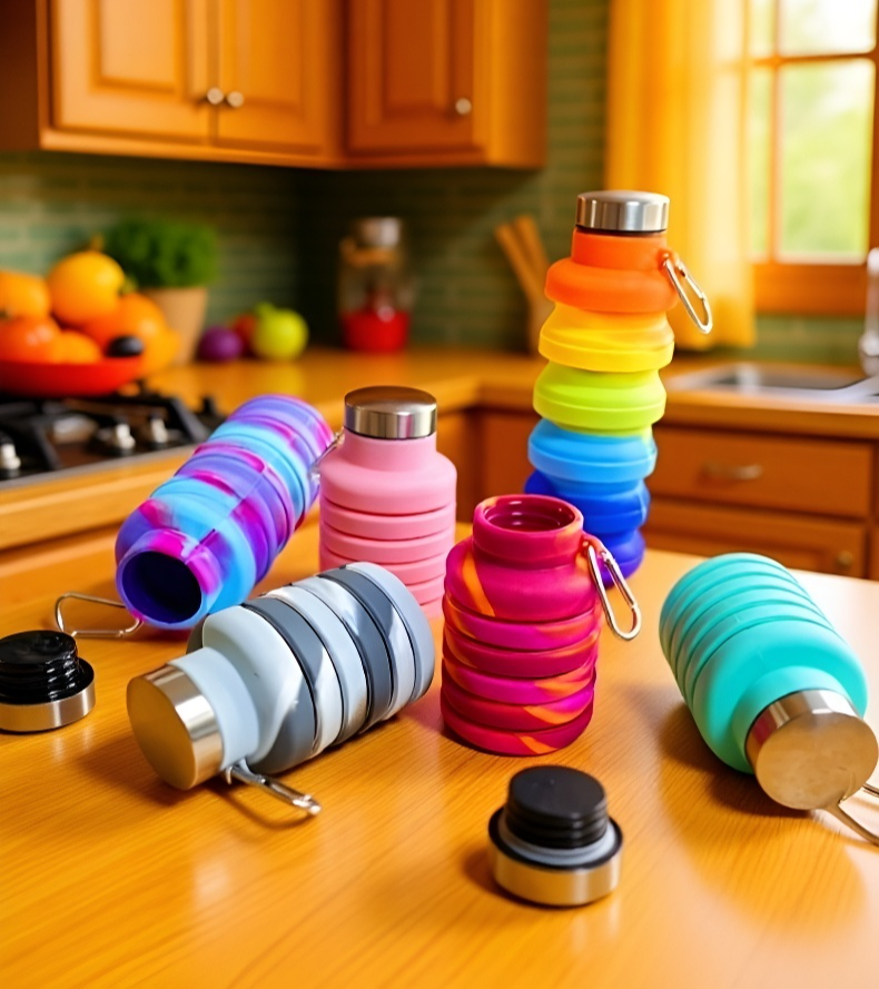 실리콘 재질의 내열 접이식 물컵