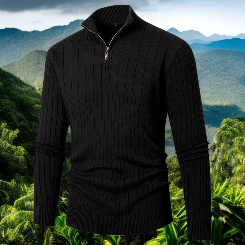 남자 반폴라니트 폴라지퍼 긴팔 솔리드 풀오버 남자 반폴라니트 세트