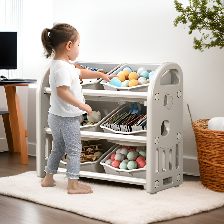 Children's Organizer Shelf with Storage Boxes, Toy Storage Rack