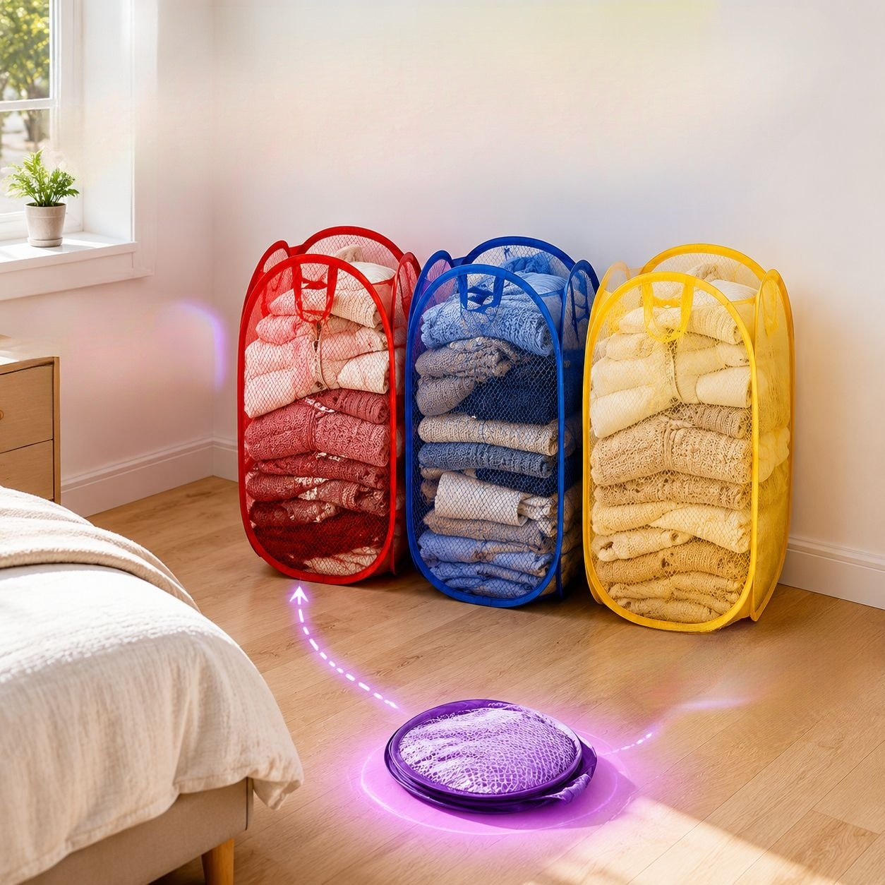Cesta de ropa plegable y transpirable