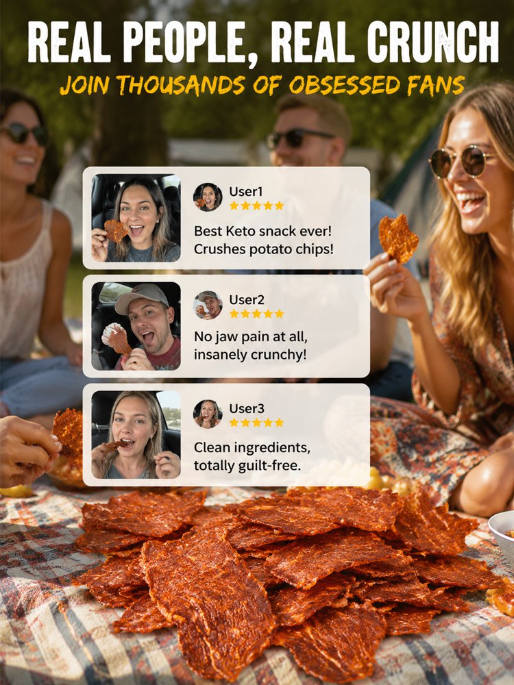 Premium Australian Angus Beef Jerky Crisps 100% Grass-Fed High Protein Keto Friendly Healthy Snack