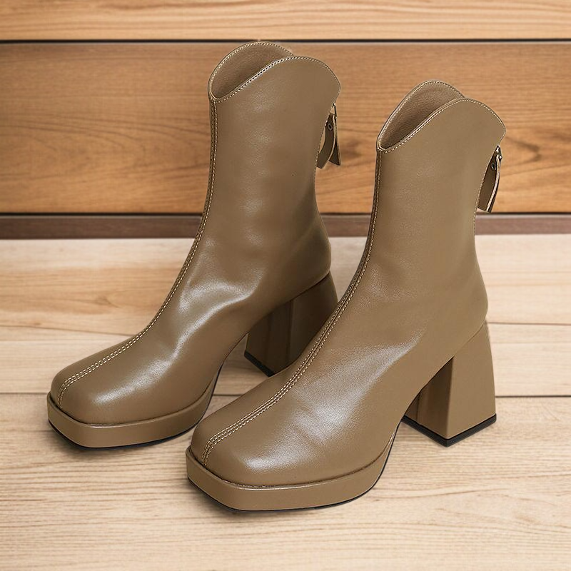 여자 스퀘어 워커 힐 키높이 앵클부츠 8CM 23D829