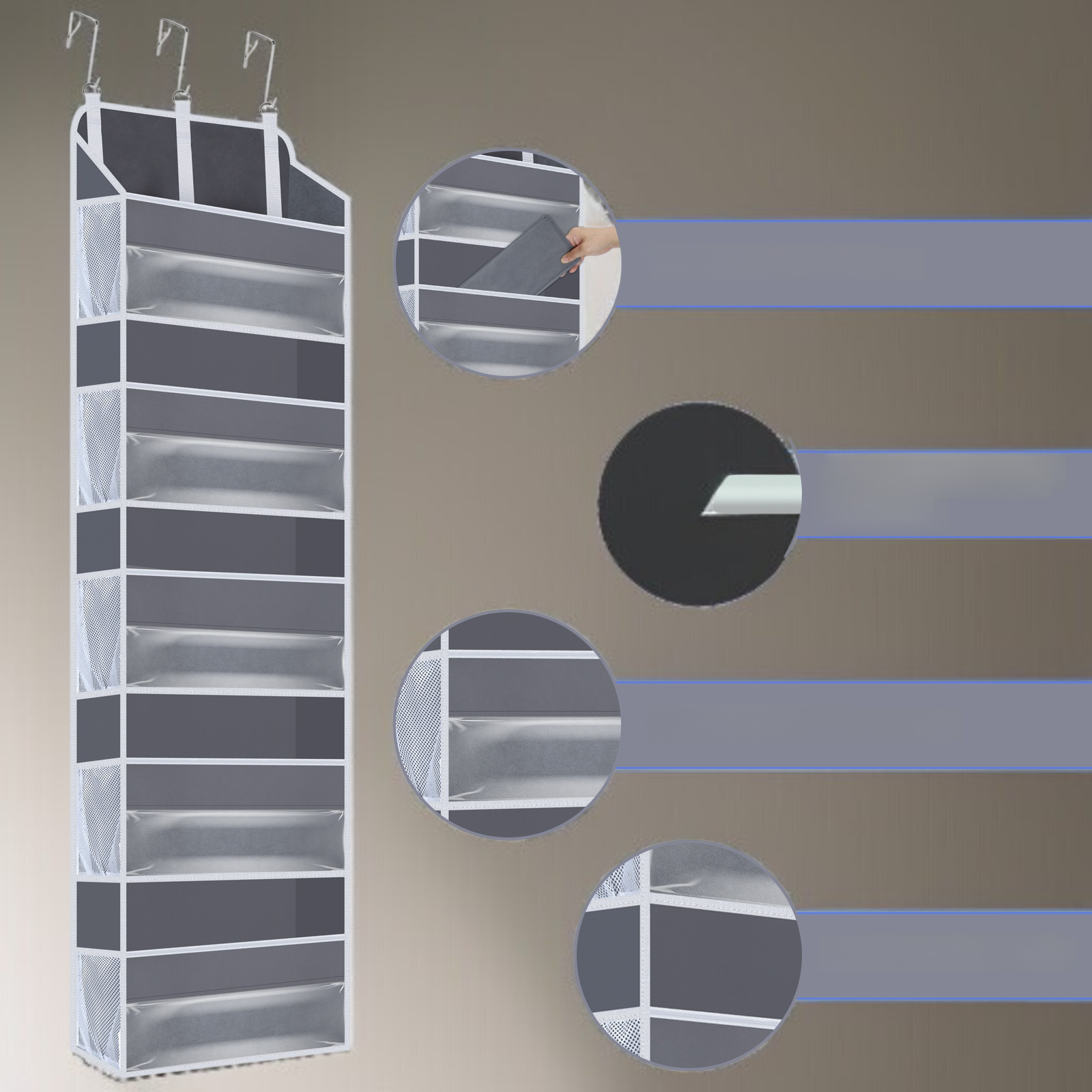 扉裏収納 大容量 5層 密閉 収納吊り下げバッグ アップグレード 収納バッグ