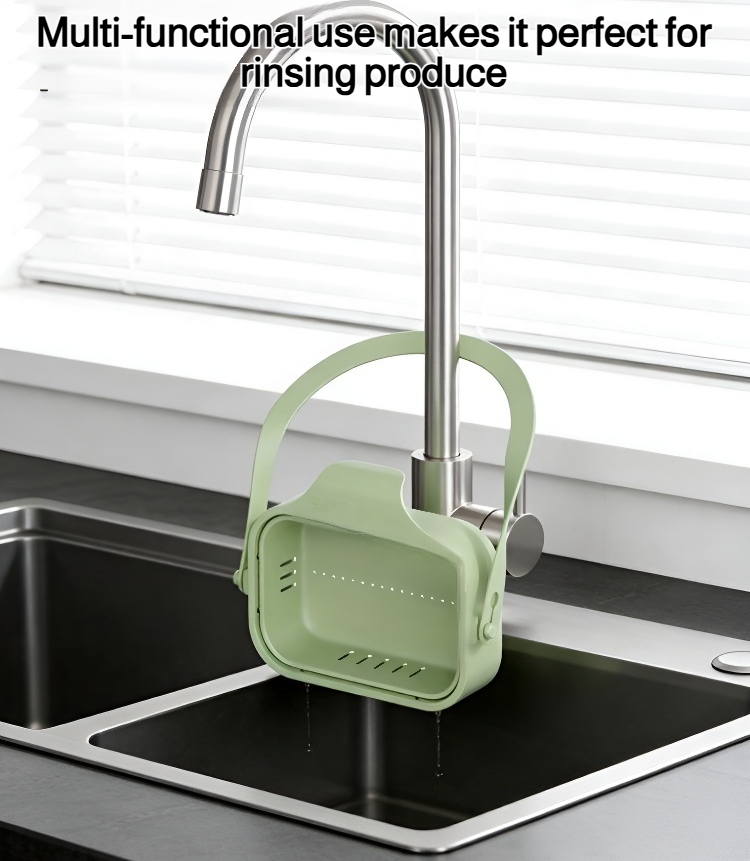 Space-saving collapsible drain basket for fruits and vegetables