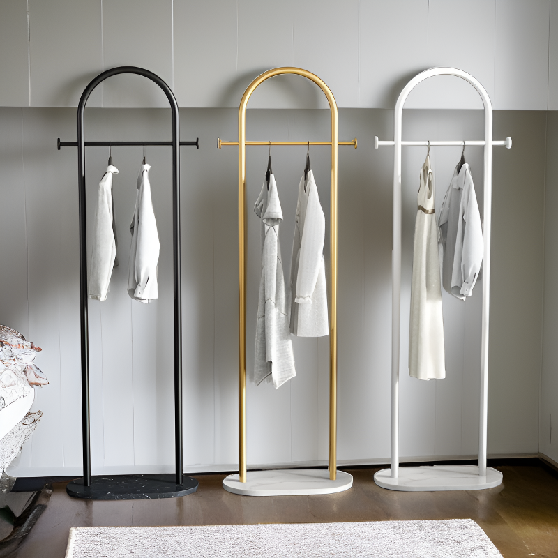 Modern Simple Iron Garment Rack for Long Coats and Clothes Storage