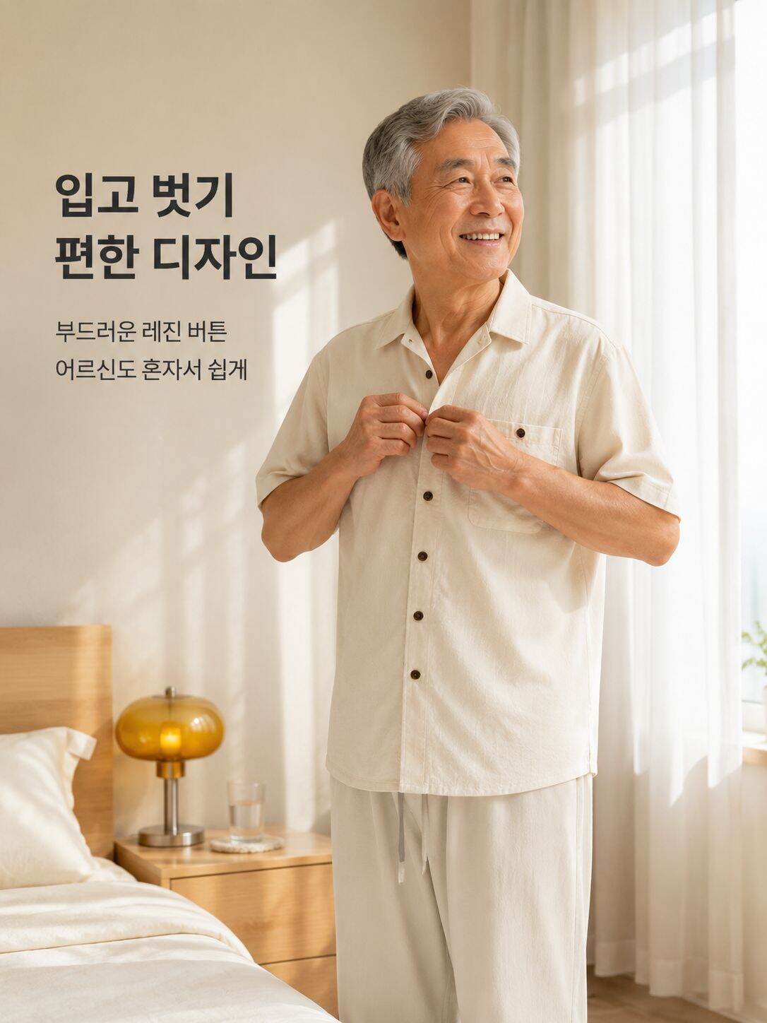 여름용 남성 반팔 홈웨어 세트 디테일
