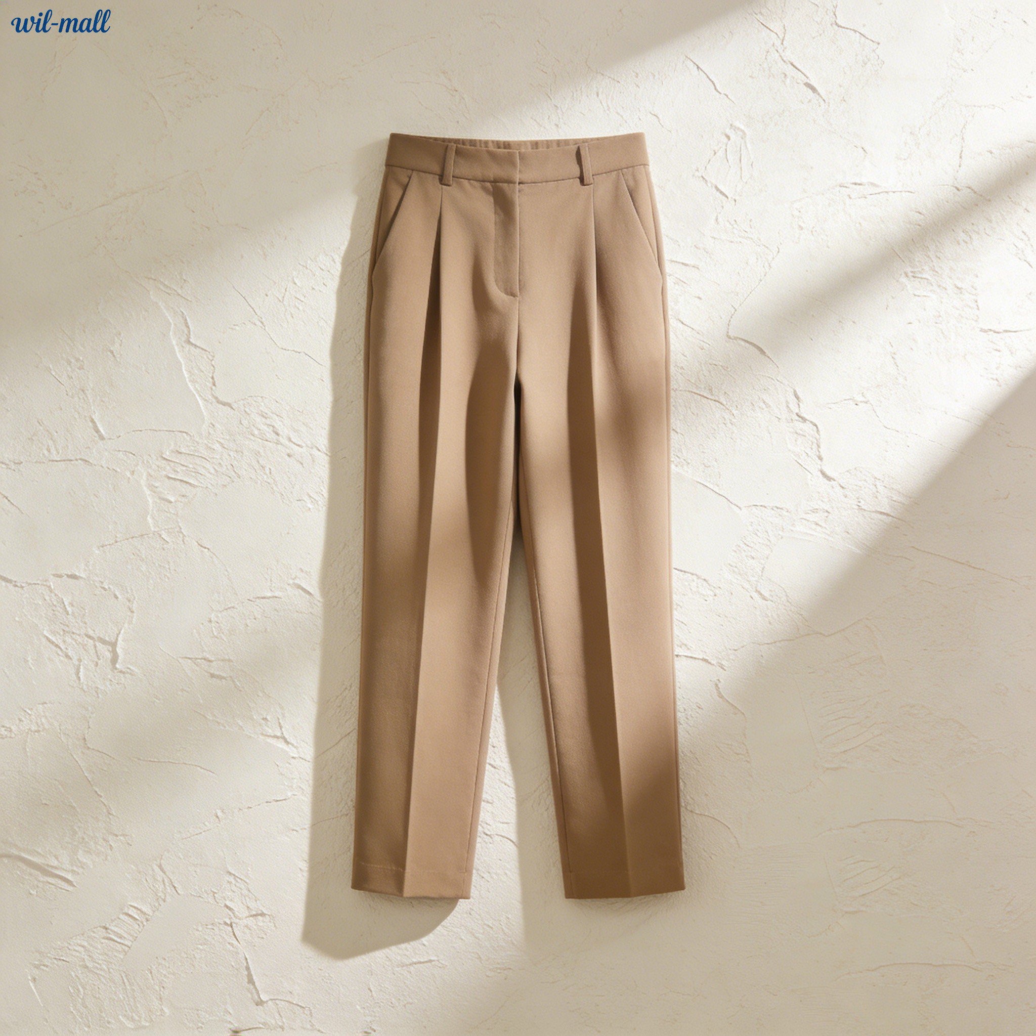 카키색 하이웨이스트 시가렛 팬츠 전체 이미지