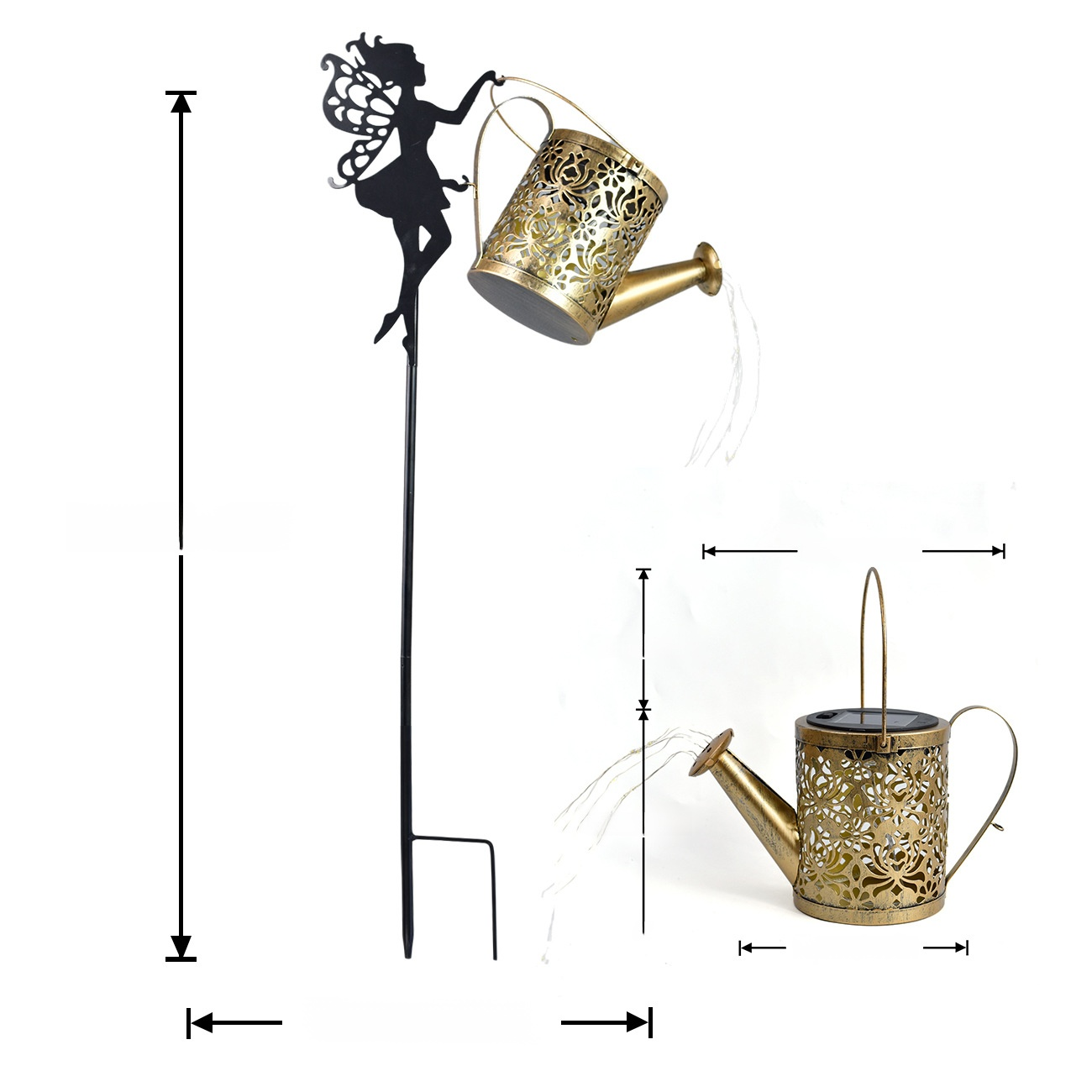Solar Fairy Watering Can Outdoor Garden Decor Light