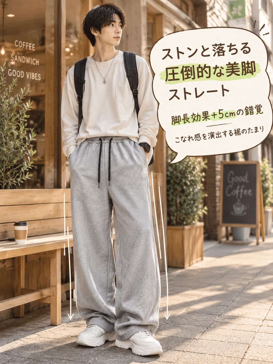 【岡山倉敷・百年伝統純綿】大人の極上美脚イージーワイドパンツ（シワ知らず・静電気防止・形態安定・ゴルフ＆街着シームレス対応）