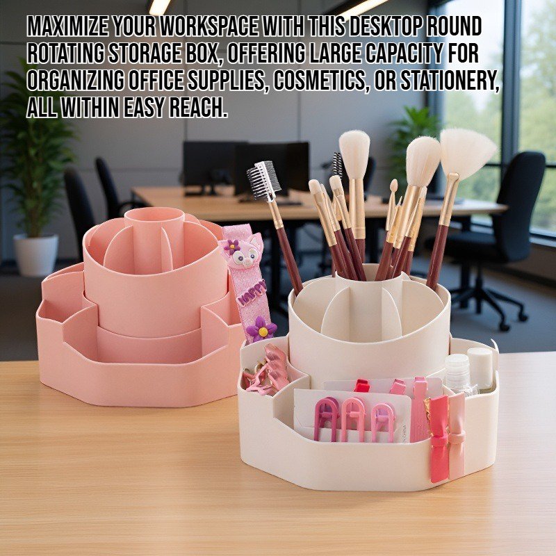 Desktop round rotating large capacity storage box