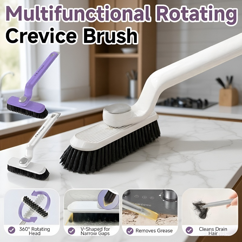 Zhongyue Multifunctional Board Gap Brush, 360° Rotating Toilet Brush, Bathroom Brush, Long Handle Cl