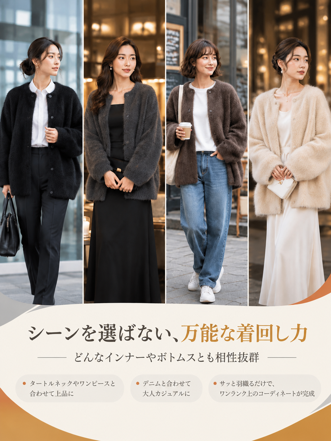 有名キャスター愛用＆パリコレパタンナー監修！港区女子の「極暖・美シルエット」カーディガン