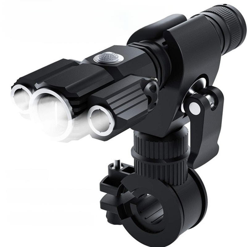 Outdoor waterproof three-head flashlight