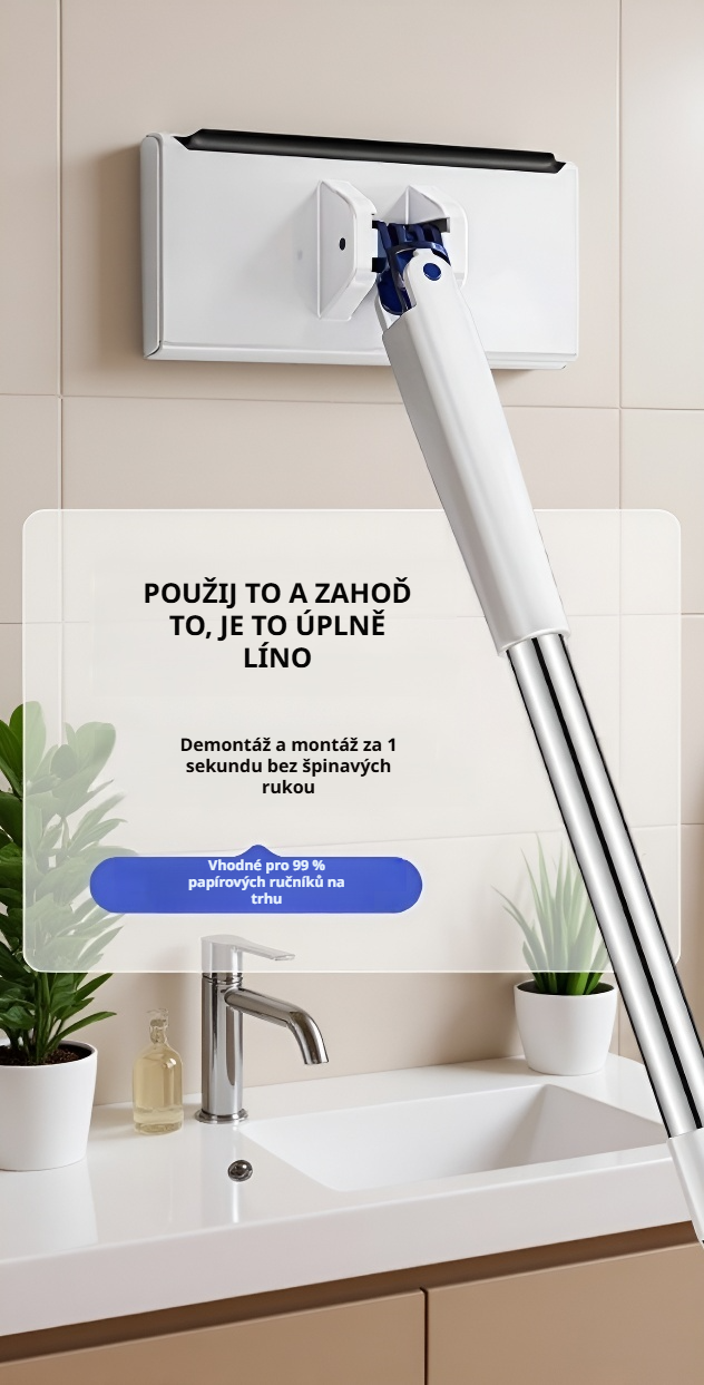 Automatický plochý mop s držadlem pro snadné čištění